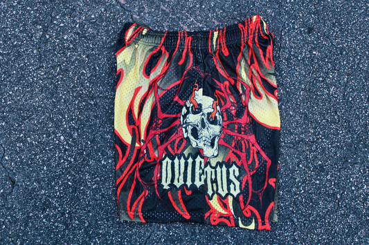 QUIETUS Skull Spider "Flammable" Shorts